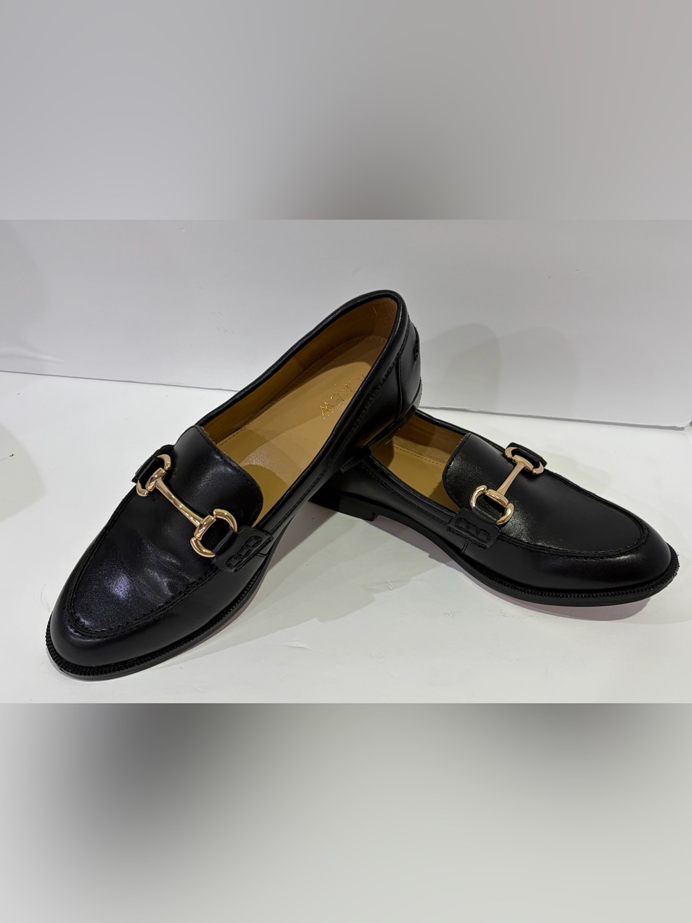 J. Crew Black Loafers with Gold Horsebit Accent 8